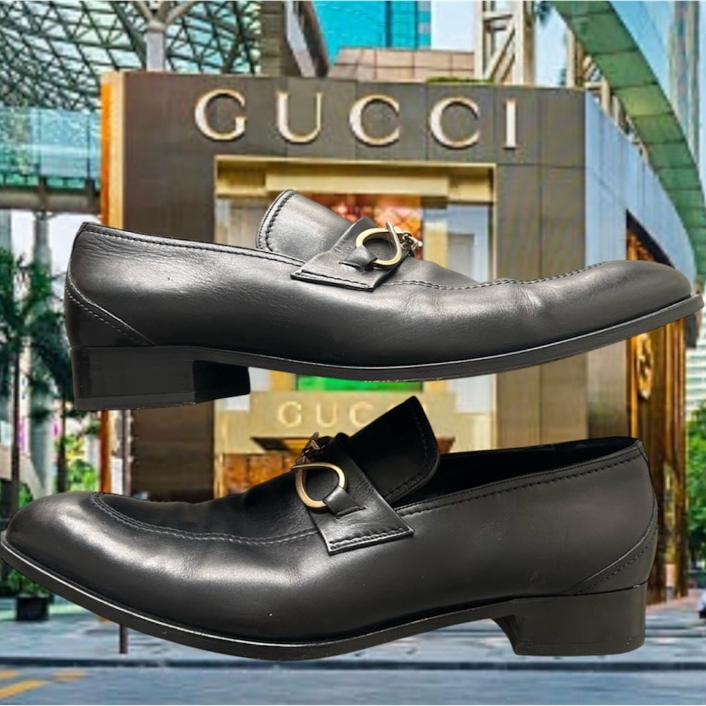 RARE GUCCI LIMITED EDITION 
Gold Horsebit-detail Loafers In Black USA -Size 12.5